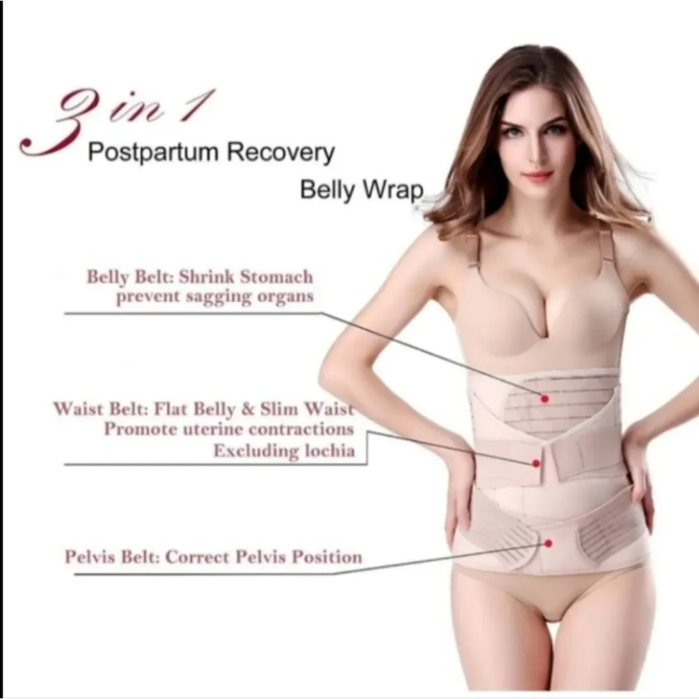 Chongerfei 3 in 1 Postpartum Support Recovery Belly Wrap Waist/Pelvis Belt Body